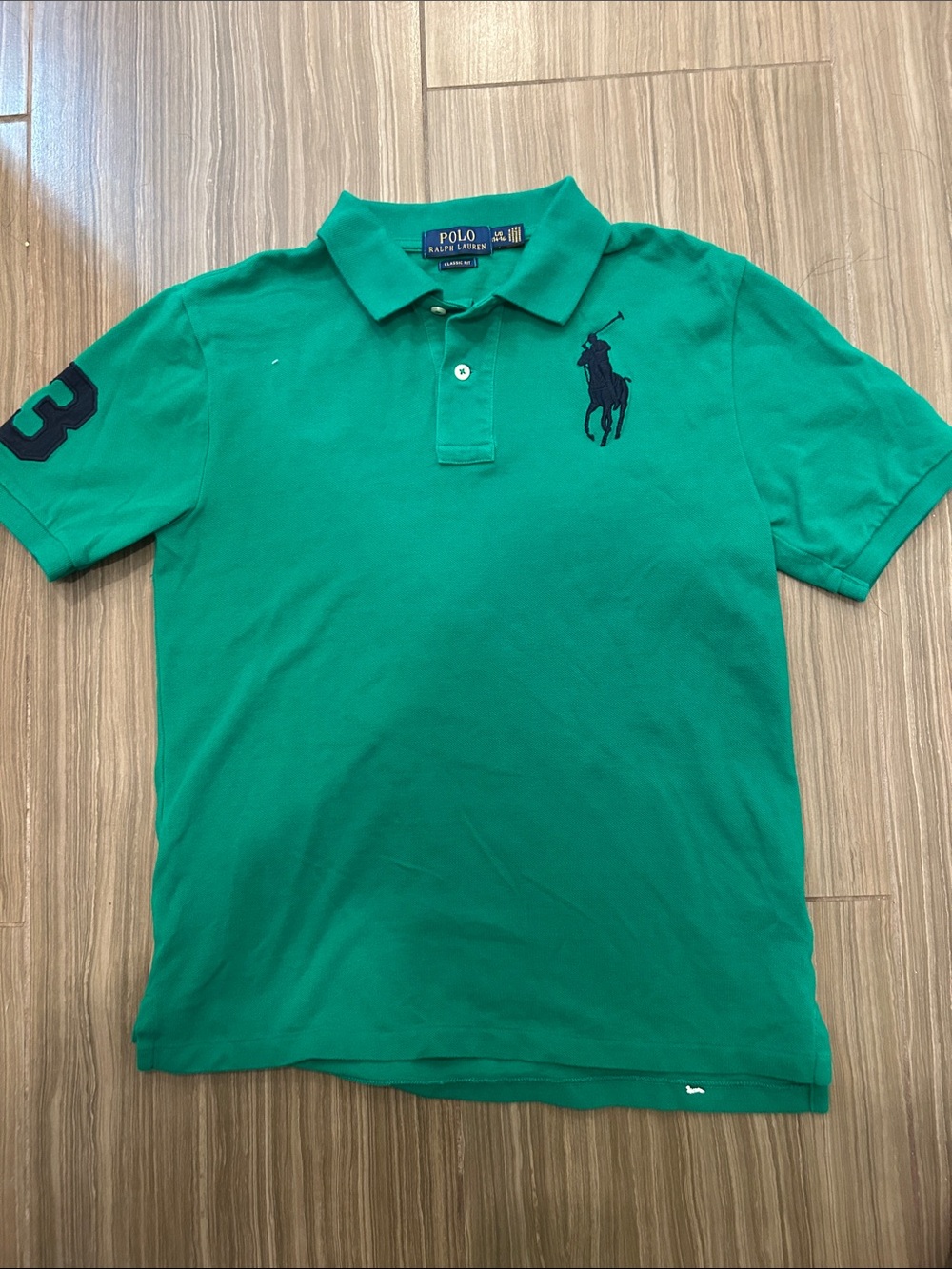 Polo by Ralph Lauren Green Polo with Navy Pony and Sleeve Patch